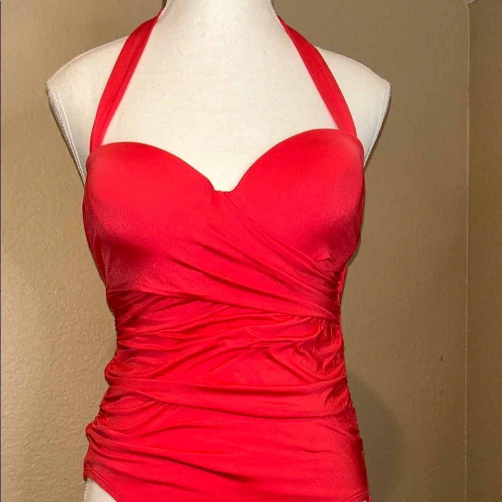 Merona Red Women's One Piece Swimsuit - Picture 9 of 13
